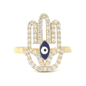 10k Hamsa Evil Eye Ring