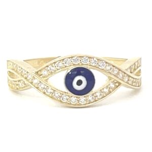 10k Evil Eye Twist Ring