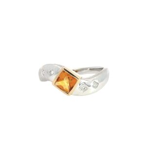 14k Yellow Topaz White Gold Ring
