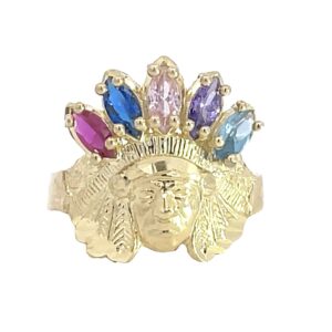 10k Indian Head Colorstone Ring