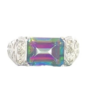 10k White Gold Mystic Quartz Ring